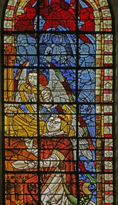 Window depicting Angels at the Coronation of the Virgin by French School